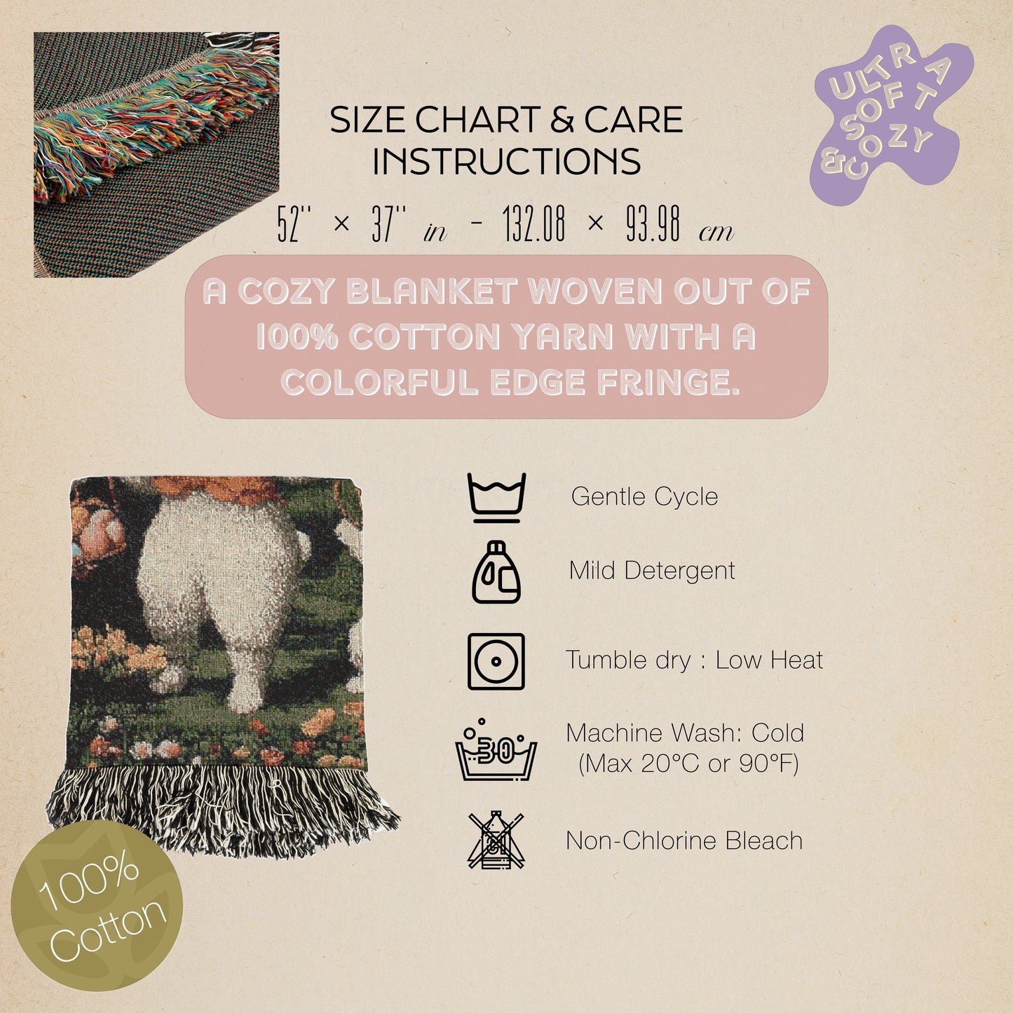 Ostara Bunny Woven Blanket, Easter Rabbit Tapestry, Spring Cottagecore Decor, Whimsical Pastoral Art, Garden Picnic Blanket