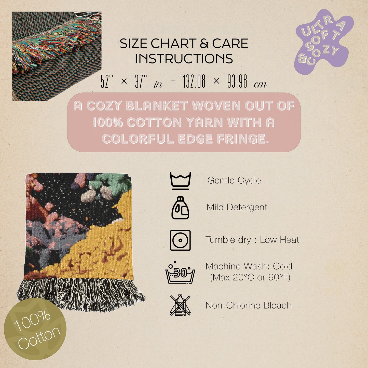 Cosmic Witch Woven Blanket Surrealist Fantasy Space Throw for Stargazers, Astrology Enthusiast Tapestry, Retro Celestial Witchcore Aesthetic