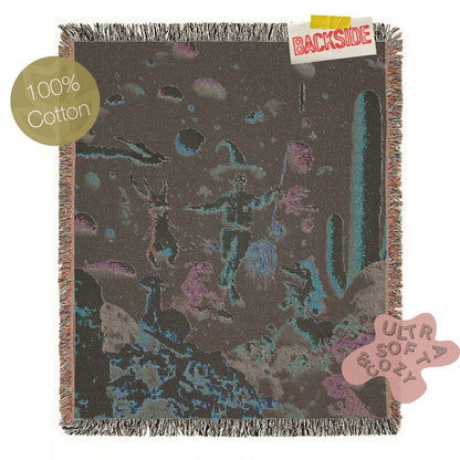 Cosmic Witch Woven Blanket Surrealist Fantasy Space Throw for Stargazers, Astrology Enthusiast Tapestry, Retro Celestial Witchcore Aesthetic