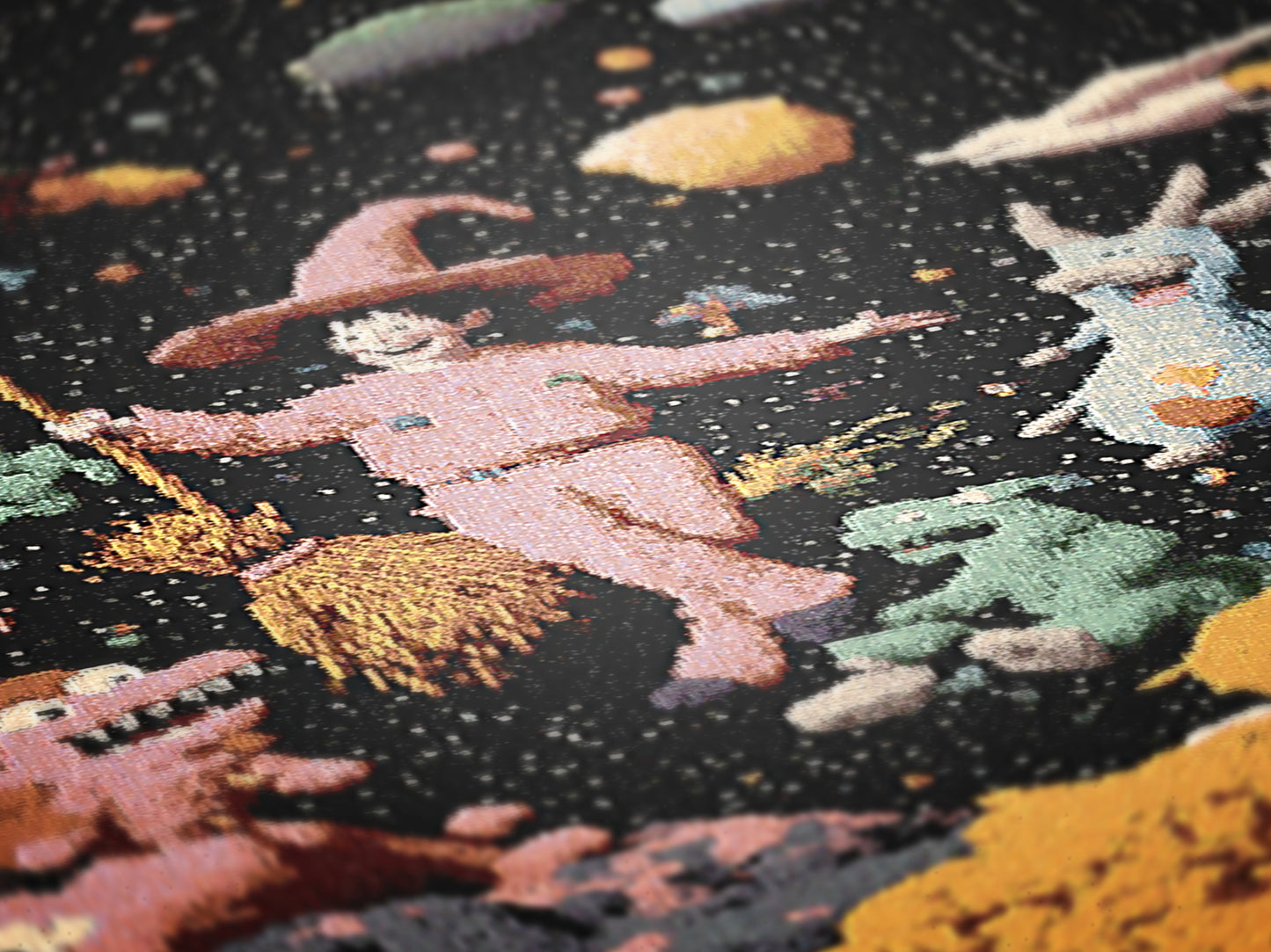 Cosmic Witch Woven Blanket Surrealist Fantasy Space Throw for Stargazers, Astrology Enthusiast Tapestry, Retro Celestial Witchcore Aesthetic