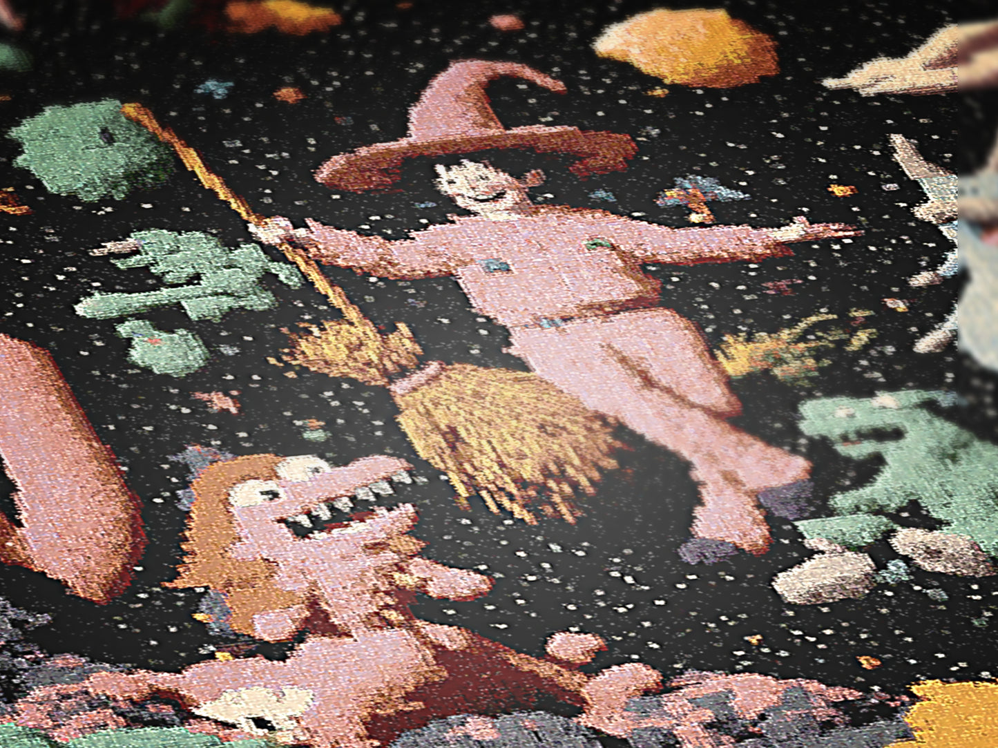 Cosmic Witch Woven Blanket Surrealist Fantasy Space Throw for Stargazers, Astrology Enthusiast Tapestry, Retro Celestial Witchcore Aesthetic