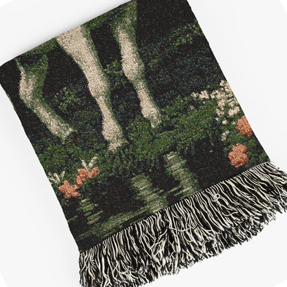 Unicorn Woven Blanket, Fantasy Cottagecore Decor, Mystical Forest Tapestry, Whimsigoth Decor, Fairycore Aesthetic, Mythical Horse Blanket