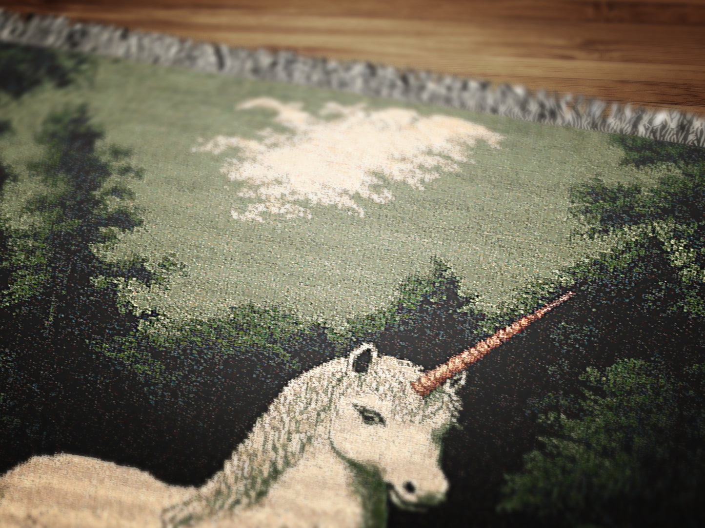 Unicorn Woven Blanket, Fantasy Cottagecore Decor, Mystical Forest Tapestry, Whimsigoth Decor, Fairycore Aesthetic, Mythical Horse Blanket