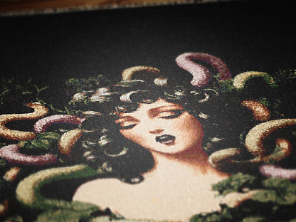Medusa Woven Throw Blanket, Gothic Mythology Art, Dark Whimsigoth Decor, Serpent Hair Woman Blanket, Mythical Creature Tapestry