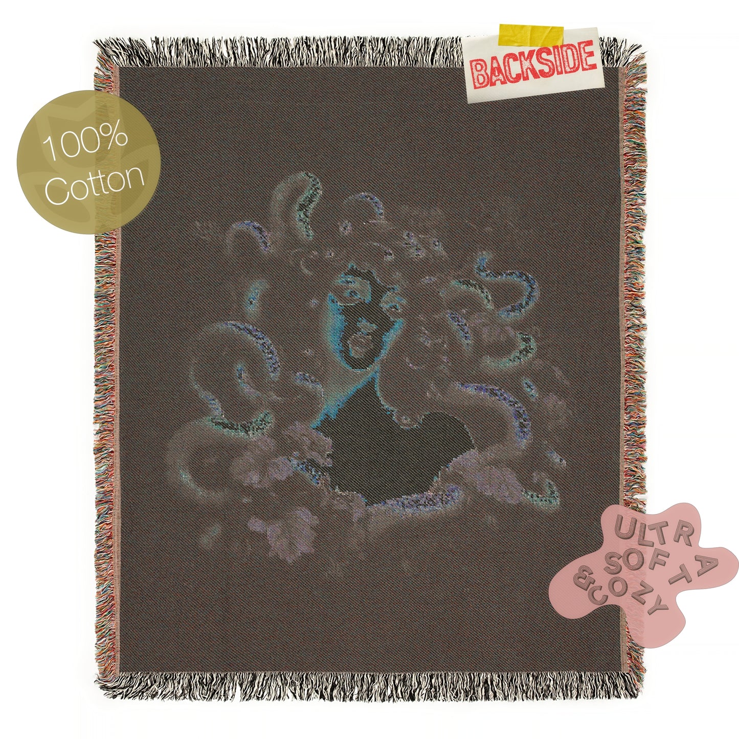 Medusa Woven Throw Blanket, Gothic Mythology Art, Dark Whimsigoth Decor, Serpent Hair Woman Blanket, Mythical Creature Tapestry