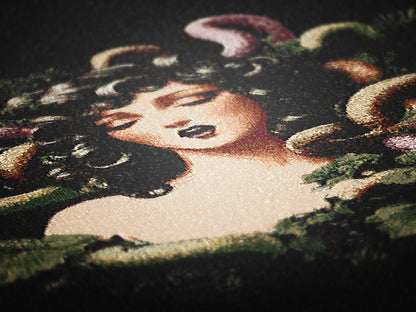 Medusa Woven Throw Blanket, Gothic Mythology Art, Dark Whimsigoth Decor, Serpent Hair Woman Blanket, Mythical Creature Tapestry