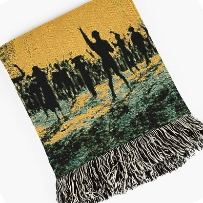 UFO Abduction At Music Festival Woven Blanket, Cotton Woven Couch Throw, Sci-Fi Home Decor, Weirdcore Funny Tapestry Alien Room Art Gifts,