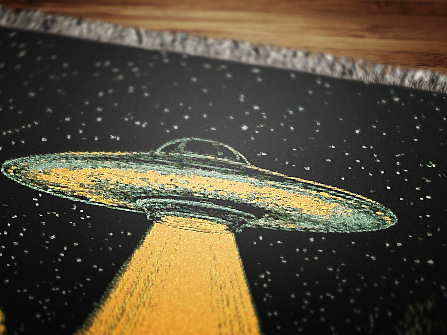 UFO Abduction At Music Festival Woven Blanket, Cotton Woven Couch Throw, Sci-Fi Home Decor, Weirdcore Funny Tapestry Alien Room Art Gifts,