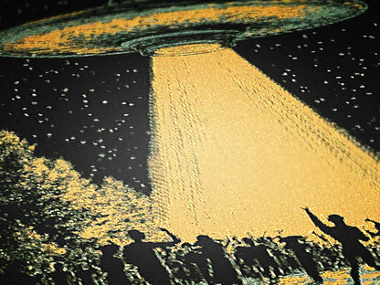 UFO Abduction At Music Festival Woven Blanket, Cotton Woven Couch Throw, Sci-Fi Home Decor, Weirdcore Funny Tapestry Alien Room Art Gifts,