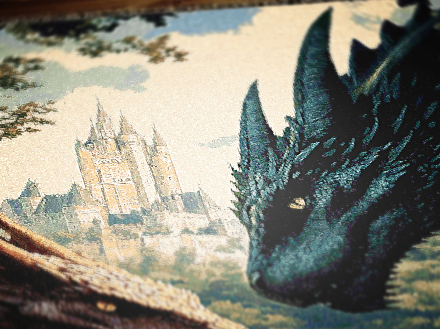 Dragon Woven Blanket,  Fantasy Castle Medieval Large Wall Tapestry, Castlecore Dragon Art Throw, Gothic Bedroom or Couch Decor