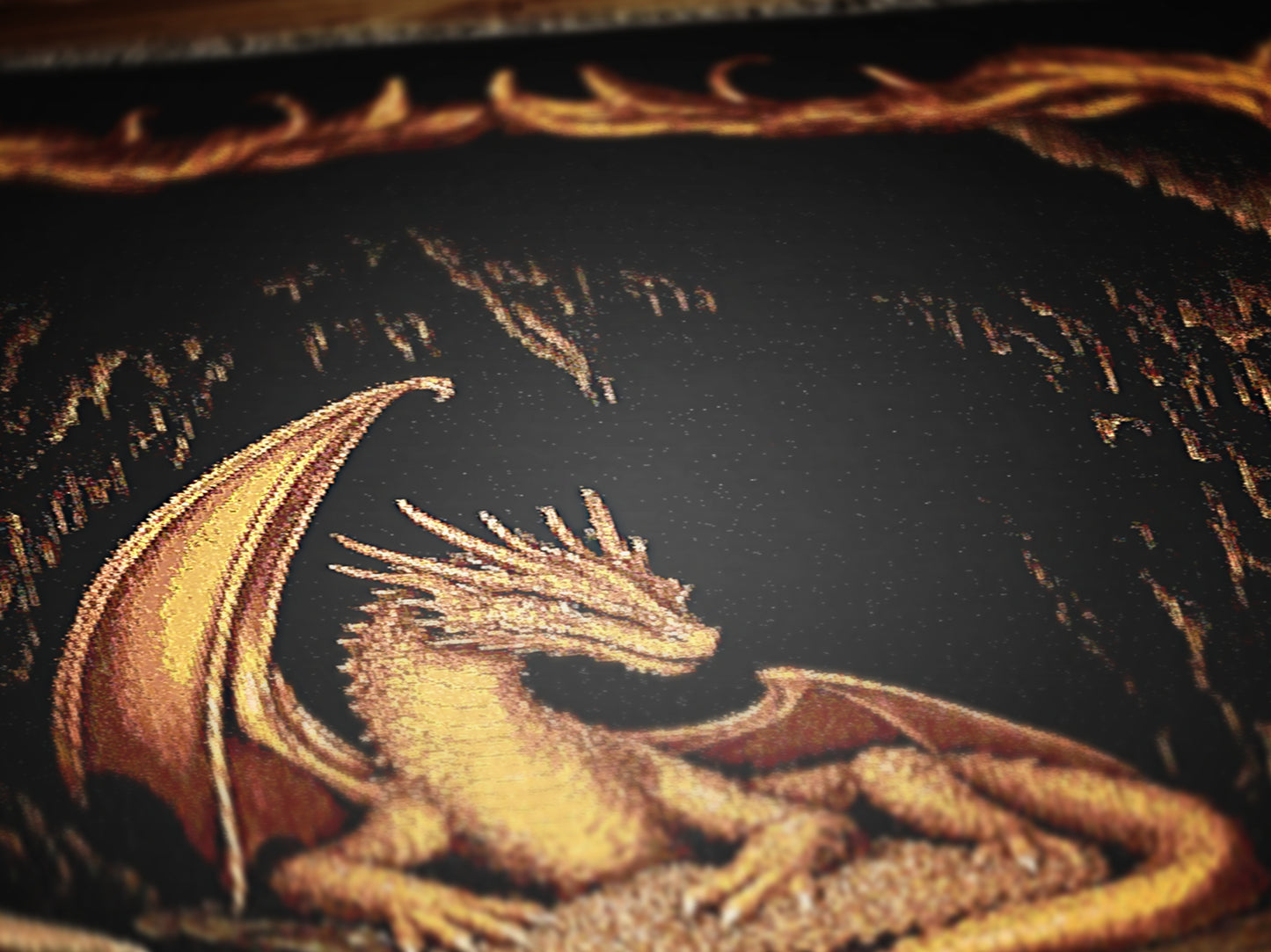 Gold Dragon Woven Blanket, Fantasy Fire Dragon Medieval Tapestry Throw, Mythical Creature Blanket for Dungeon And Whimsigoth Decor, RPG Gift