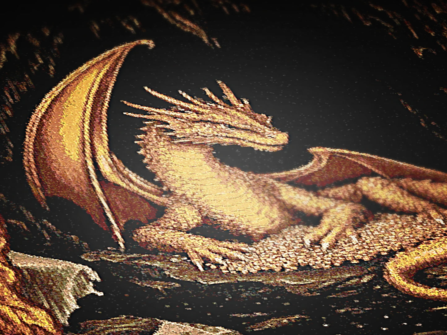 Gold Dragon Woven Blanket, Fantasy Fire Dragon Medieval Tapestry Throw, Mythical Creature Blanket for Dungeon And Whimsigoth Decor, RPG Gift