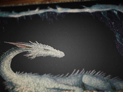 Ice Dragon Woven Blanket, Cold Blue Dragon Frost Fantasy Large Wall Tapestry Throw, Winter Cave DnD Fans and Whimsigoth Decor, RPG Gifts
