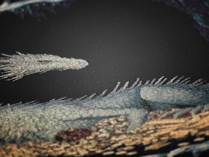 Ice Dragon Woven Blanket, Cold Blue Dragon Frost Fantasy Large Wall Tapestry Throw, Winter Cave DnD Fans and Whimsigoth Decor, RPG Gifts