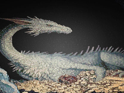 Ice Dragon Woven Blanket, Cold Blue Dragon Frost Fantasy Large Wall Tapestry Throw, Winter Cave DnD Fans and Whimsigoth Decor, RPG Gifts