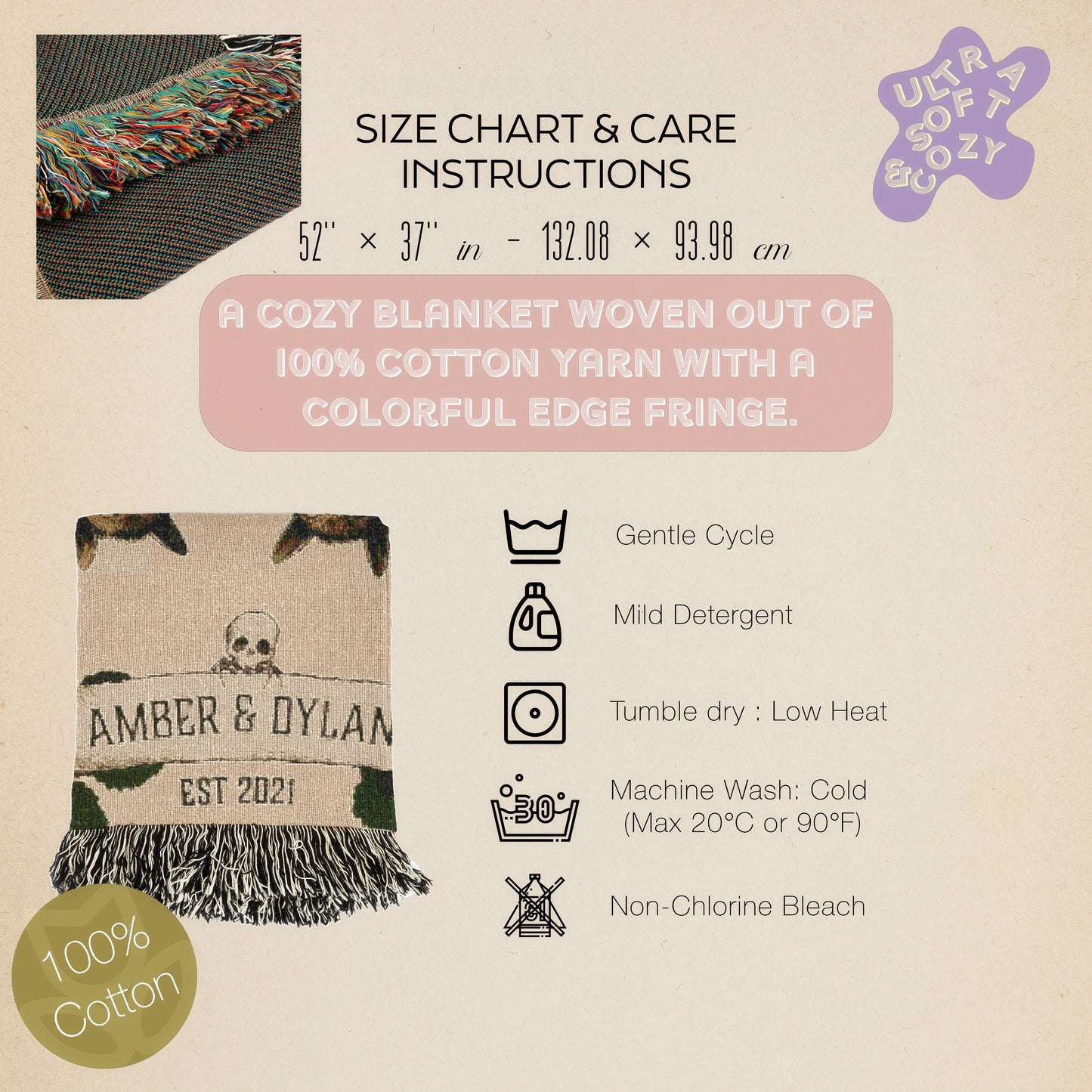 Personalized Bat Couple Woven Blanket, Cozy Decor for Halloween, Unique Gift for Bat Lovers, Customizable Throw Blanket, Autumn Home Accents