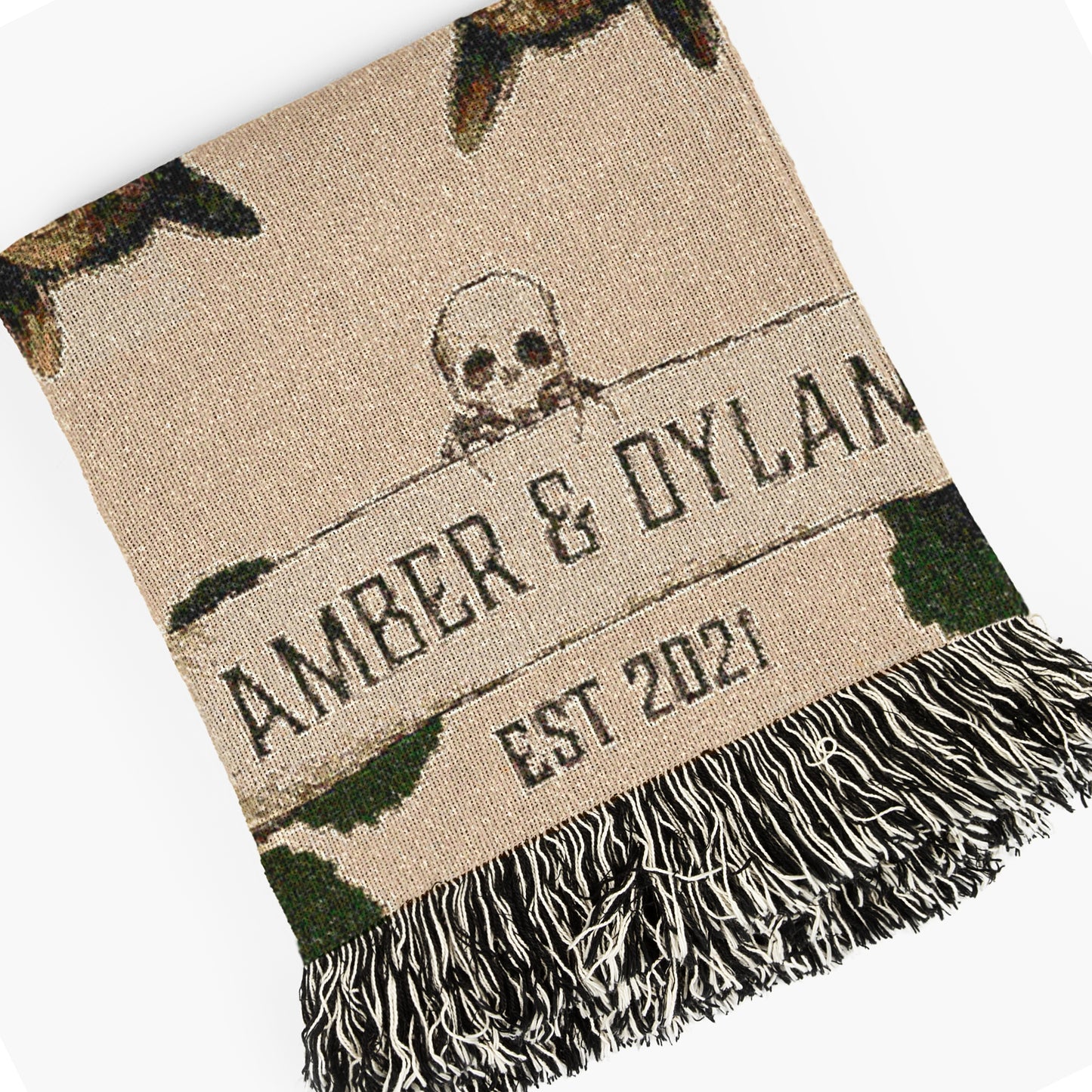 Personalized Bat Couple Woven Blanket, Cozy Decor for Halloween, Unique Gift for Bat Lovers, Customizable Throw Blanket, Autumn Home Accents