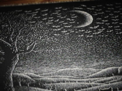 Gothic Cat Graveyard Blanket, Woven Crescent Moon Throw with Bats and Cemetery Scene, Whimsigoth Decor, Dark Academia Halloween Decor