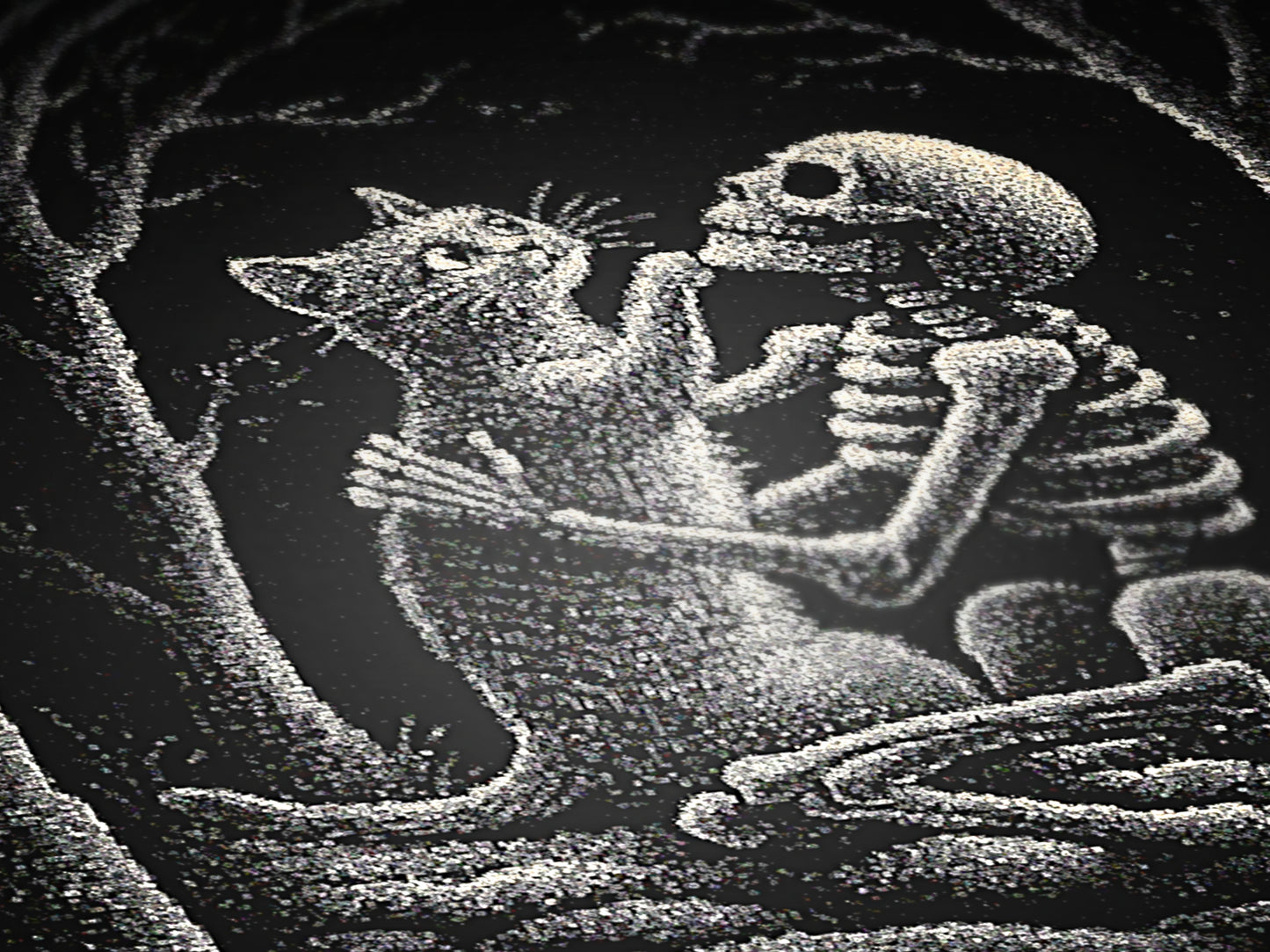 Skeleton and Cat Woven Throw Blanket, Gothic Blanket with Full Moon, Witchy Halloween Romance Decor, Whimsigoth Decor, Spooky Cat Gift