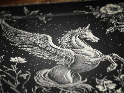 Pegasus Woven Throw, Greek Mythology, Large Wall Tapestry, Mythical Fantasy Winged Horse Throw Blanket Couch, Whimsigoth Decor Dark Academia