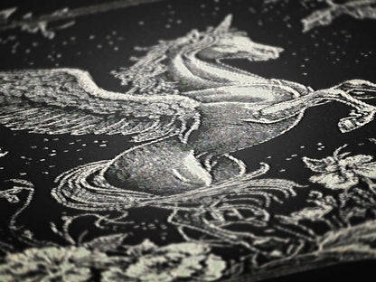 Pegasus Woven Throw, Greek Mythology, Large Wall Tapestry, Mythical Fantasy Winged Horse Throw Blanket Couch, Whimsigoth Decor Dark Academia