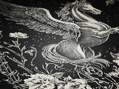 Pegasus Woven Throw, Greek Mythology, Large Wall Tapestry, Mythical Fantasy Winged Horse Throw Blanket Couch, Whimsigoth Decor Dark Academia