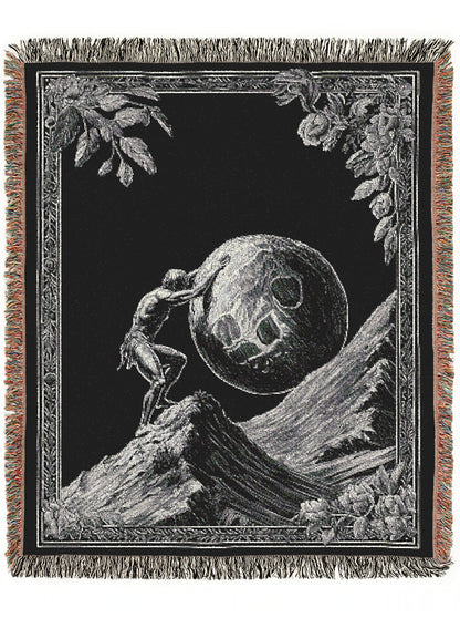Sisyphus Woven Blanket, Greek Mythology Large Wall Tapestry, Throw Blanket Couch, Whimsigoth Dark Academia Perseverance Art