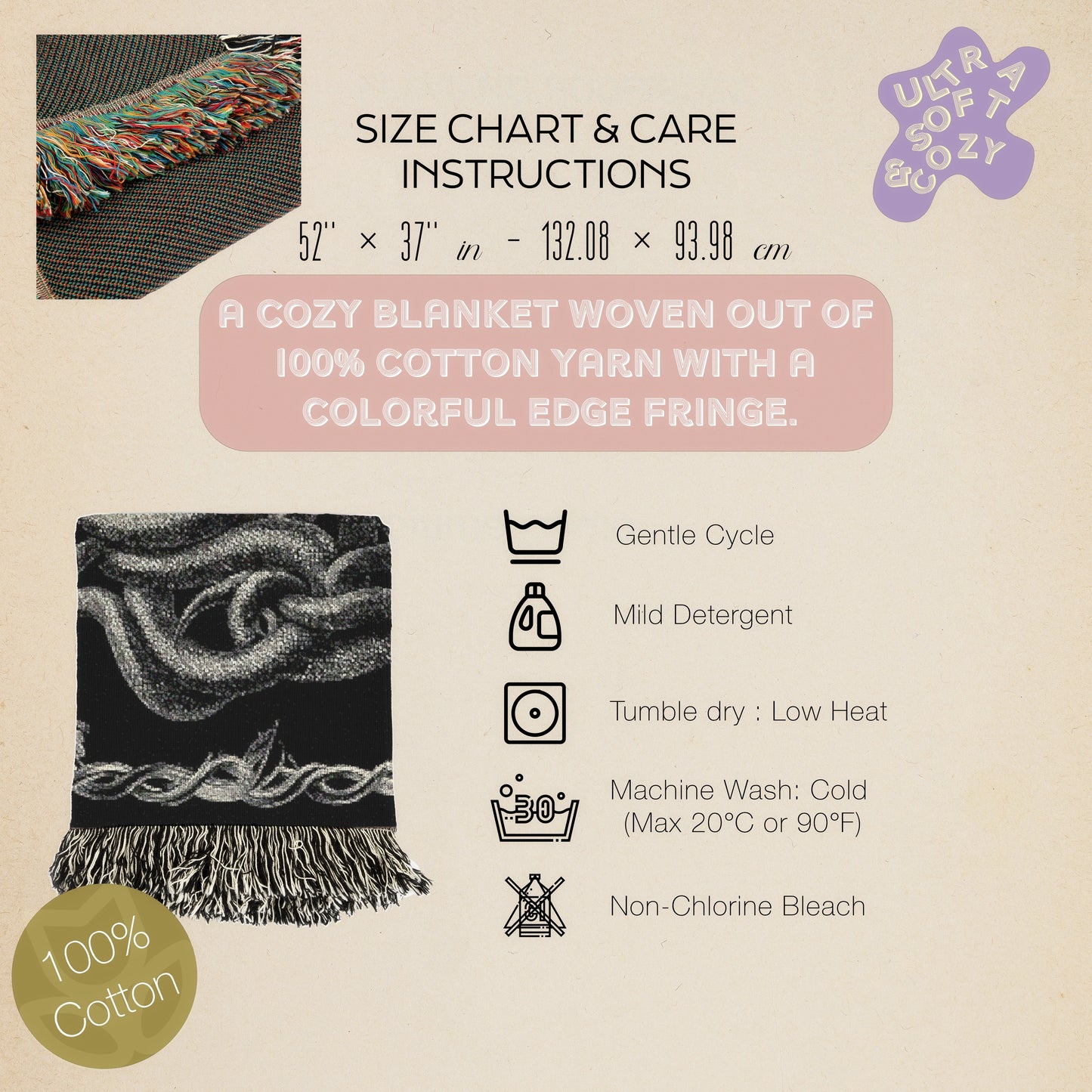 Medusa Woven Blanket, Gothic Greek Mythology Snake Goddess, Large Wall Tapestry, Throw Blanket Couch, Whimsigoth Decor, Witchcore Wall Art