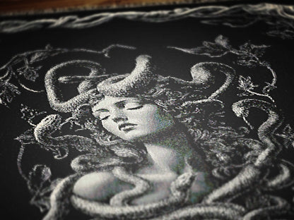 Medusa Woven Blanket, Gothic Greek Mythology Snake Goddess, Large Wall Tapestry, Throw Blanket Couch, Whimsigoth Decor, Witchcore Wall Art