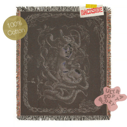 Medusa Woven Blanket, Gothic Greek Mythology Snake Goddess, Large Wall Tapestry, Throw Blanket Couch, Whimsigoth Decor, Witchcore Wall Art