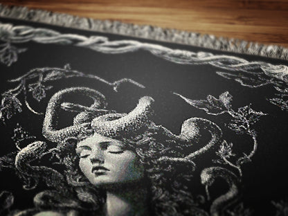 Medusa Woven Blanket, Gothic Greek Mythology Snake Goddess, Large Wall Tapestry, Throw Blanket Couch, Whimsigoth Decor, Witchcore Wall Art