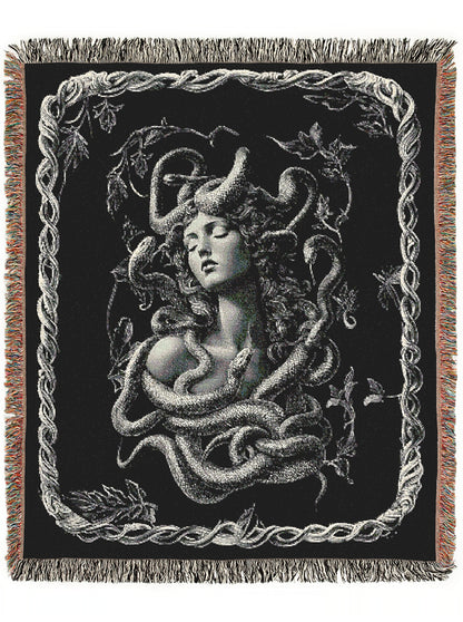 Medusa Woven Blanket, Gothic Greek Mythology Snake Goddess, Large Wall Tapestry, Throw Blanket Couch, Whimsigoth Decor, Witchcore Wall Art