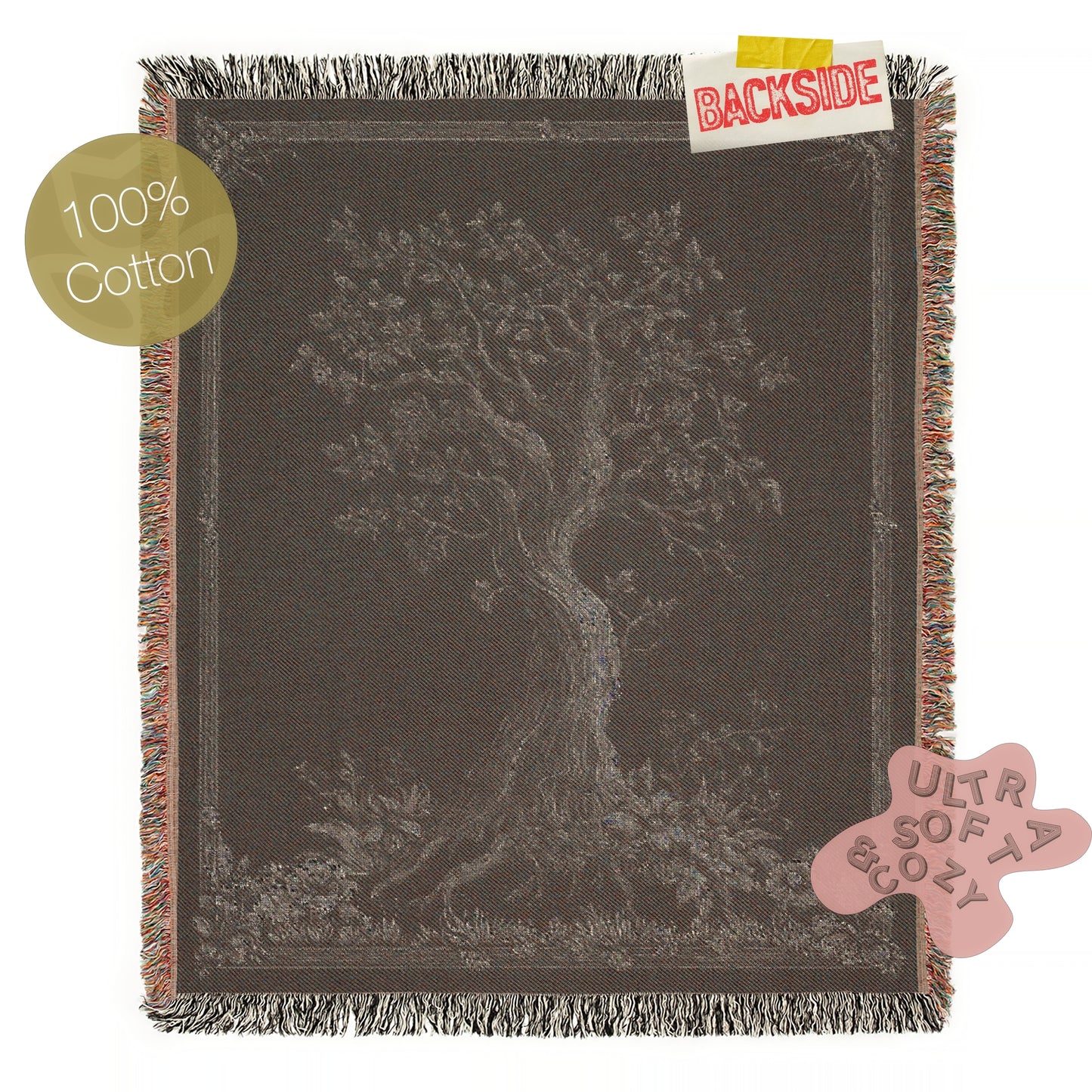 Yggdrasil, Tree of Life Woven Blanket, Mystical Large Wall Tapestry Throw for Witchcore Whimsigoth Decor, Altar Cloth or Spiritual Wall Art