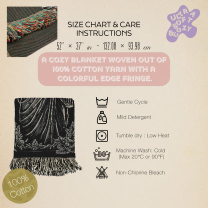 Apollo Ancient Greek God Woven Blanket, Greek Mythologicy Harp Large Wall Tapestry Throw, Librarycore Whimsigoth Aesthetic Decor