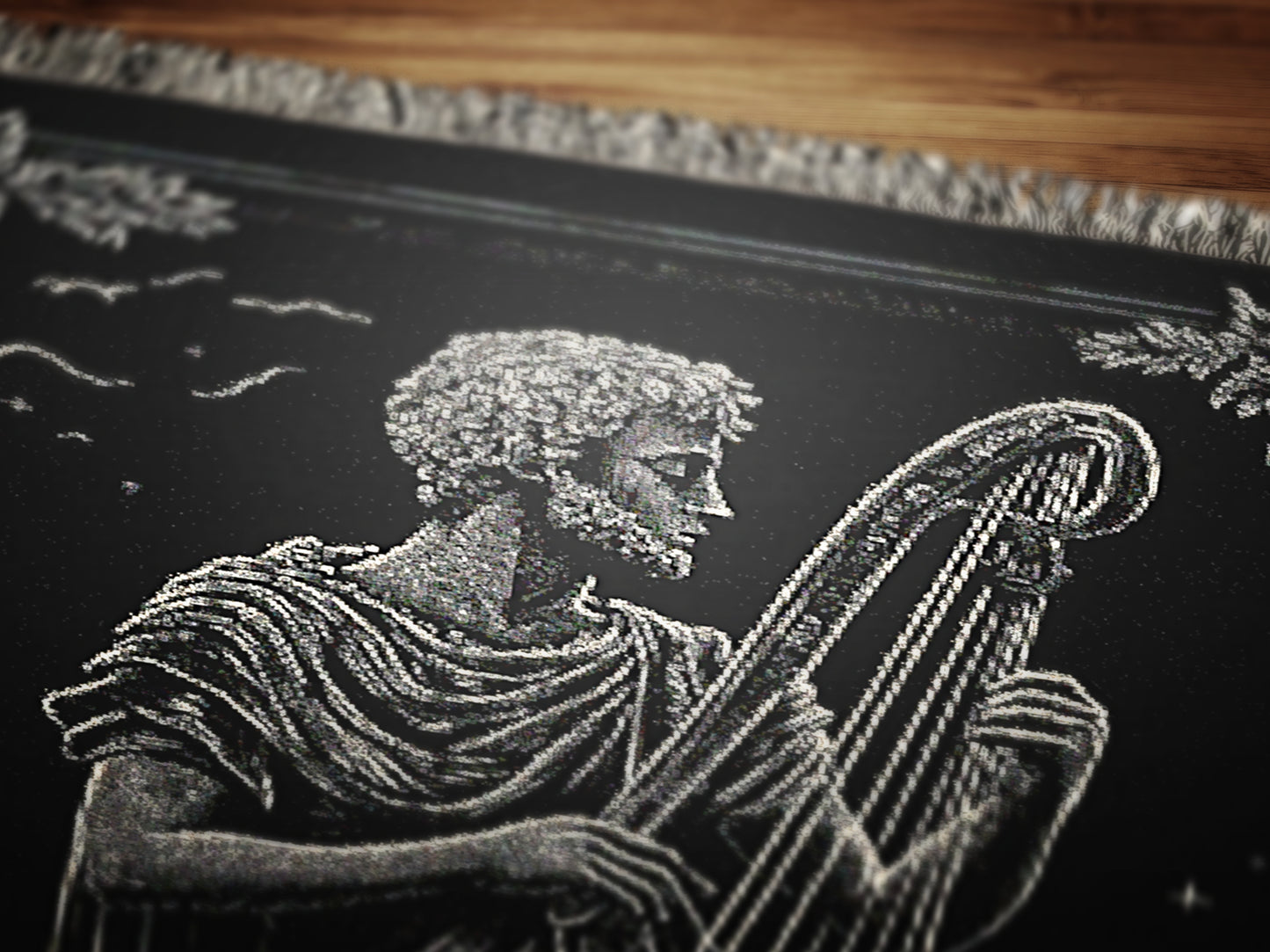 Apollo Ancient Greek God Woven Blanket, Greek Mythologicy Harp Large Wall Tapestry Throw, Librarycore Whimsigoth Aesthetic Decor