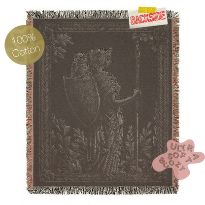 Athena Woven Blanket, Greek Mythology Goddess of Wisdom and War Large Wall Tapestry, Witchcore Throw Blanket Couch, Whimsigoth Decor