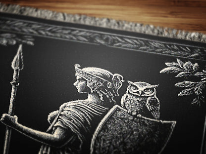 Athena Woven Blanket, Greek Mythology Goddess of Wisdom and War Large Wall Tapestry, Witchcore Throw Blanket Couch, Whimsigoth Decor