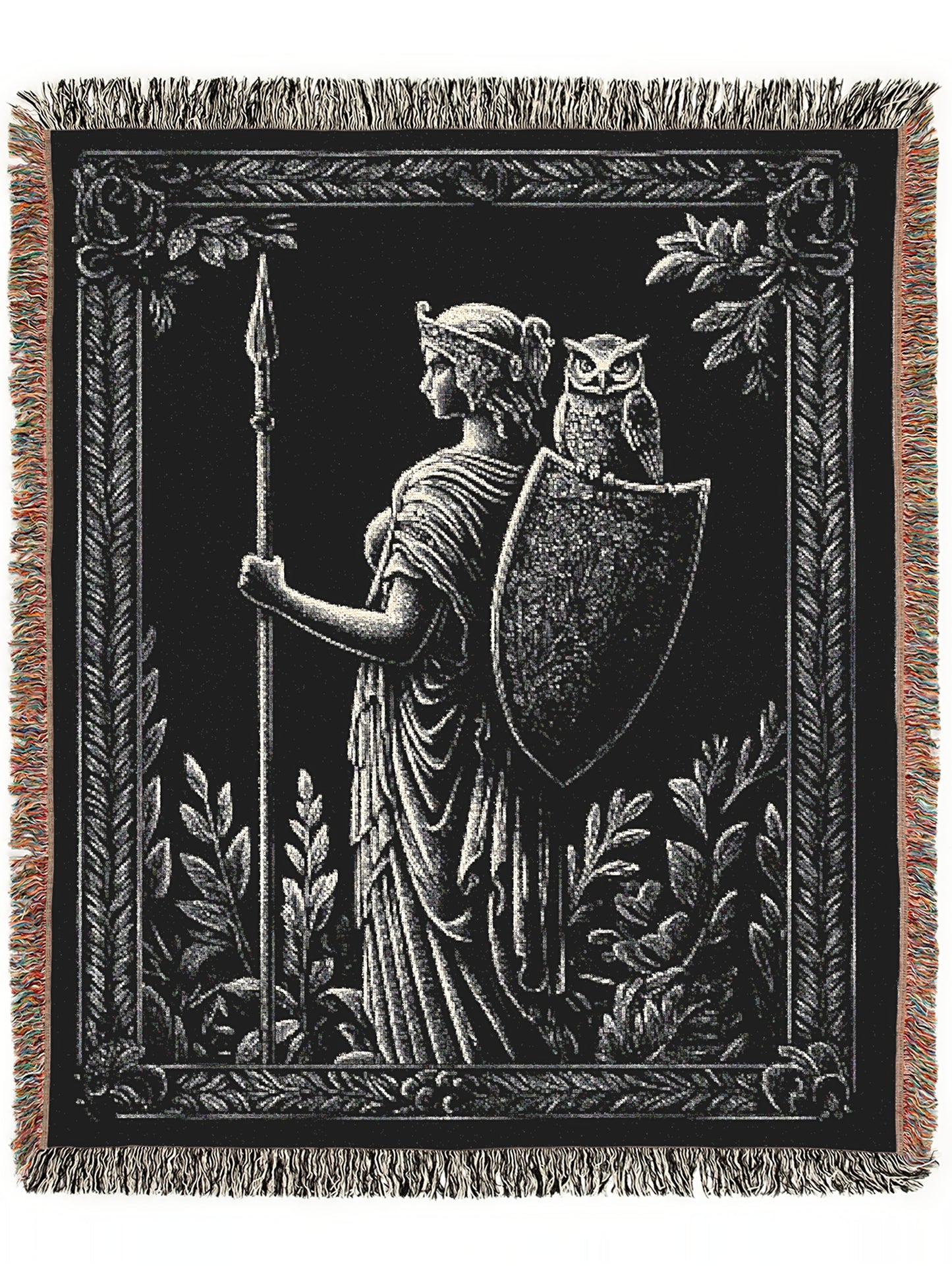 Athena Woven Blanket, Greek Mythology Goddess of Wisdom and War Large Wall Tapestry, Witchcore Throw Blanket Couch, Whimsigoth Decor