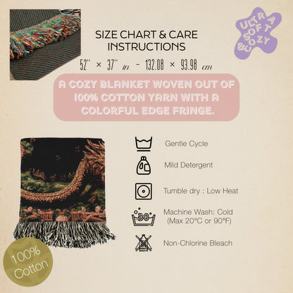 Lilith Woven Blanket, Floral Satanic Wall Art, Nature Tapestry Throw, Moody Cottagecore Whimsigoth Botanical Home Decor, Witchy Gift