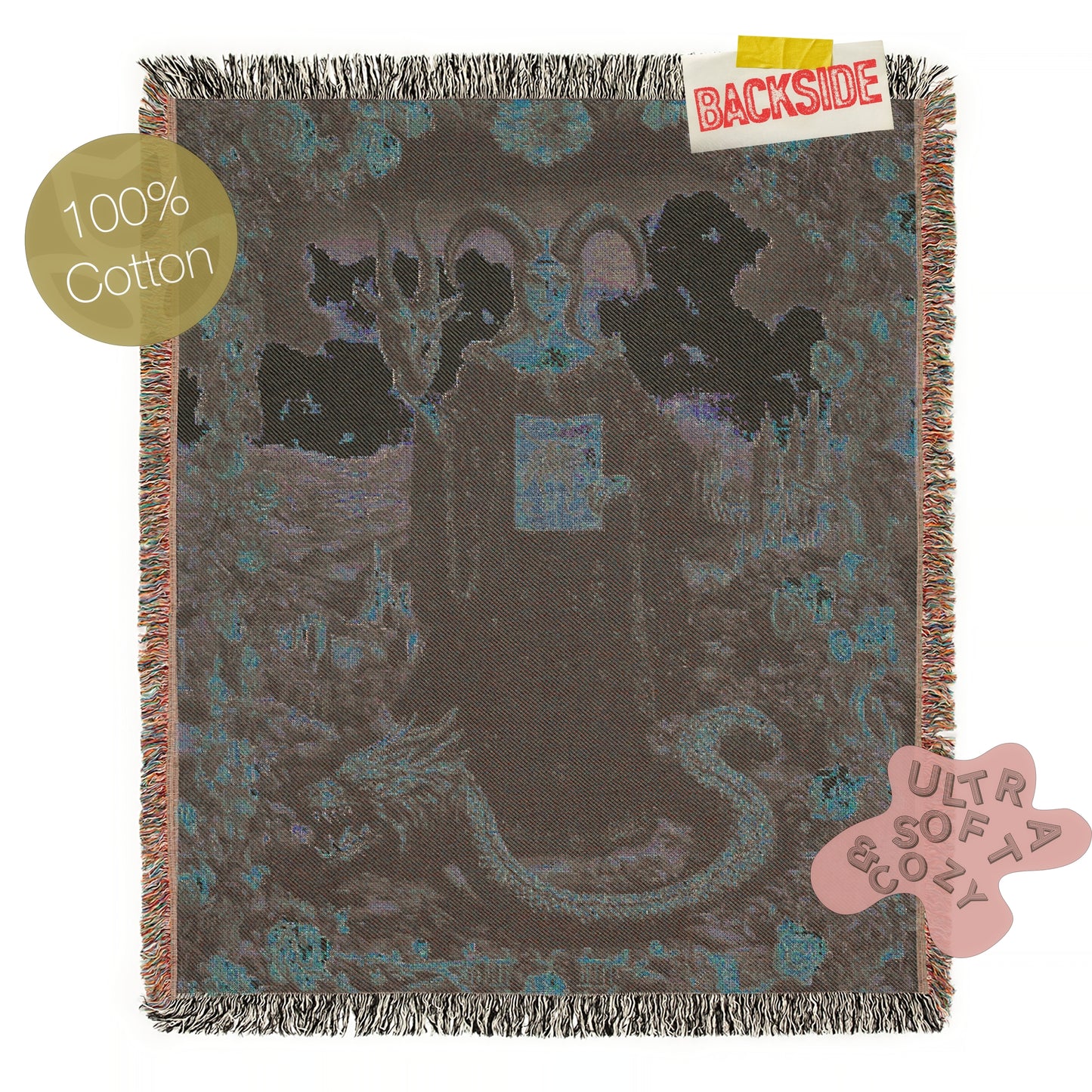 Lilith Woven Blanket, Floral Satanic Wall Art, Nature Tapestry Throw, Moody Cottagecore Whimsigoth Botanical Home Decor, Witchy Gift