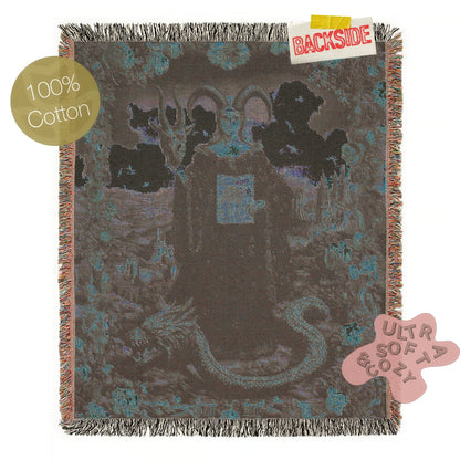 Lilith Woven Blanket, Floral Satanic Wall Art, Nature Tapestry Throw, Moody Cottagecore Whimsigoth Botanical Home Decor, Witchy Gift