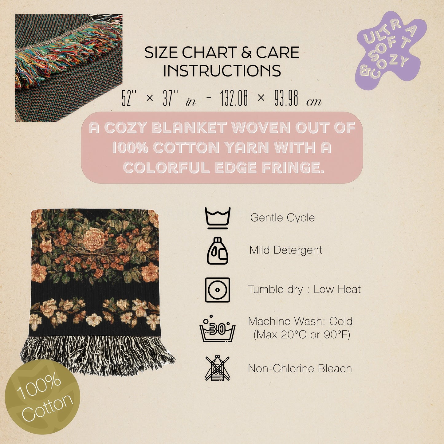 Black Phillip Woven Blanket, Mythical Baphomet Nature Tapestry Throw, Moody Cottagecore Whimsigoth Botanical Home Decor, Witchy Gift