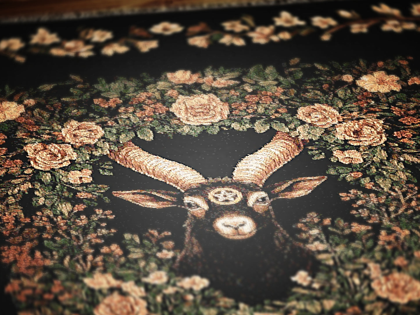 Black Phillip Woven Blanket, Mythical Baphomet Nature Tapestry Throw, Moody Cottagecore Whimsigoth Botanical Home Decor, Witchy Gift
