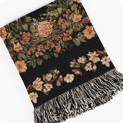 Black Phillip Woven Blanket, Mythical Baphomet Nature Tapestry Throw, Moody Cottagecore Whimsigoth Botanical Home Decor, Witchy Gift