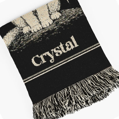 Personalized Cat Blanket, Custom Name Moon Large Tapestry, Pet Remembrance Decor, Celestial Cottagecore Whimsigoth  Cat Wall Art