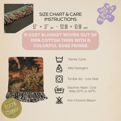 Epic Unicorn vs Godzilla Woven Blanket, Funny Whimsical Gojira Fantasy Large Tapestry Throw, Surreal Vintage Creature Battle Decor Gift