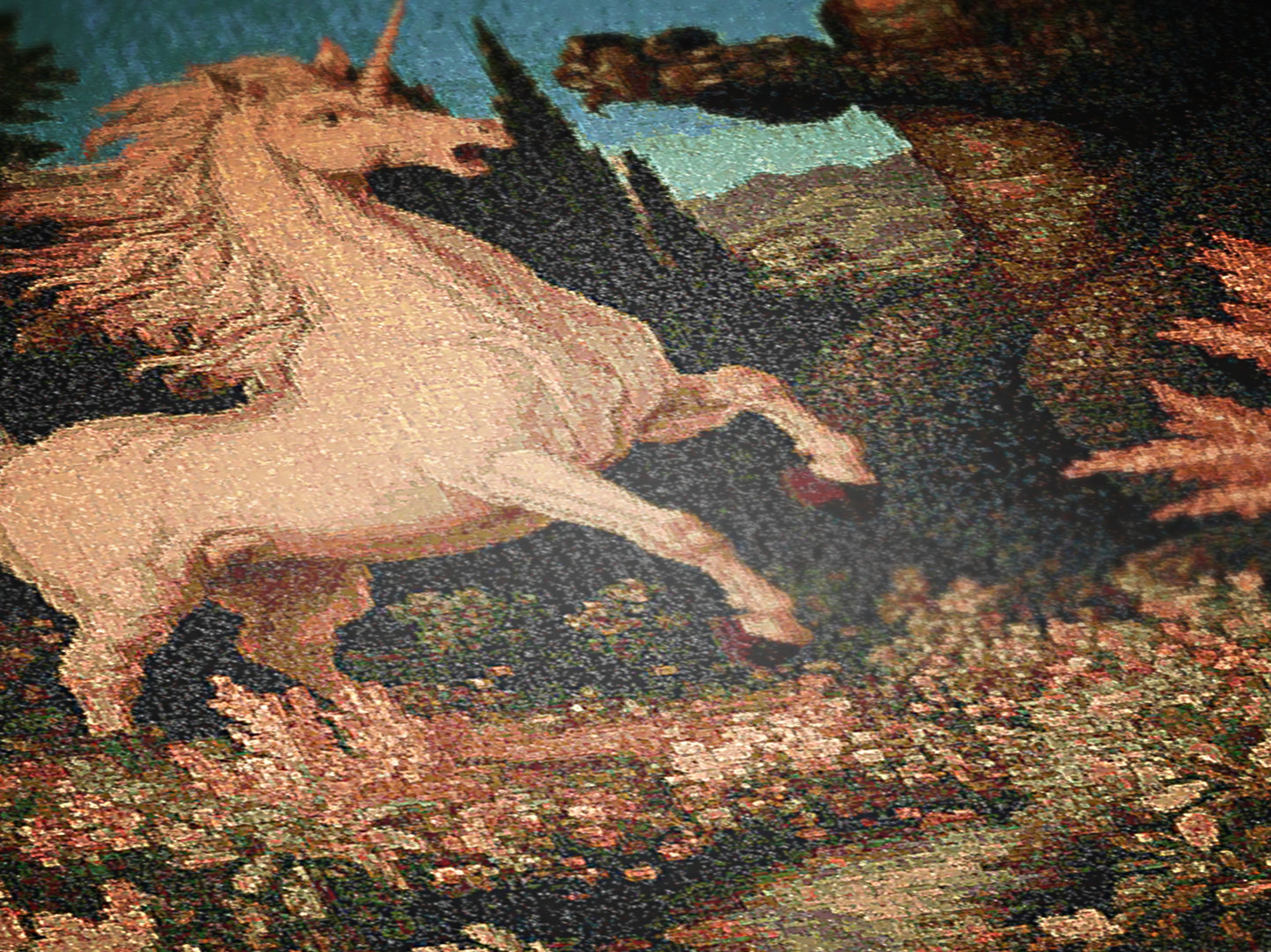 Epic Unicorn vs Godzilla Woven Blanket, Funny Whimsical Gojira Fantasy Large Tapestry Throw, Surreal Vintage Creature Battle Decor Gift