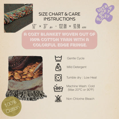 Fantasy Dragon Blanket Gold Hoard Large Tapestry Throw, TOG LOTR Gothic Medieval Decor, Bedding Bookish Nook Art Dark Academia Gift