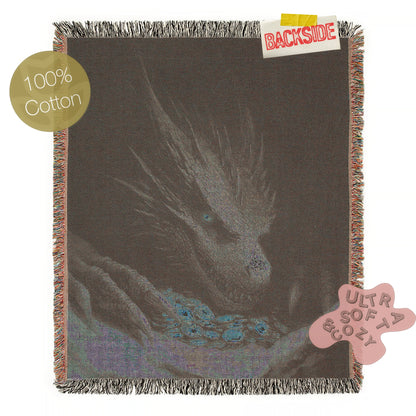 Fantasy Dragon Blanket Gold Hoard Large Tapestry Throw, TOG LOTR Gothic Medieval Decor, Bedding Bookish Nook Art Dark Academia Gift