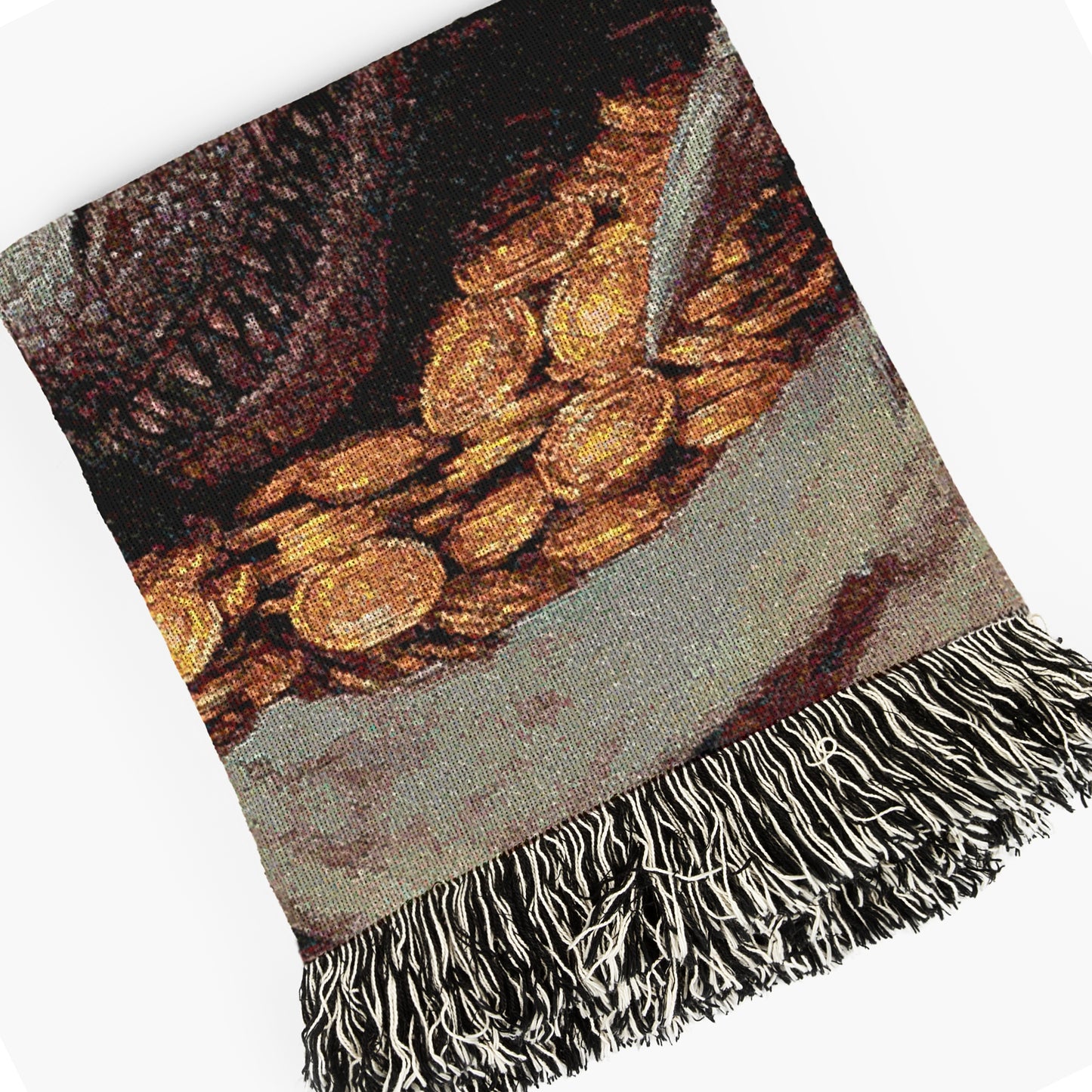 Fantasy Dragon Blanket Gold Hoard Large Tapestry Throw, TOG LOTR Gothic Medieval Decor, Bedding Bookish Nook Art Dark Academia Gift